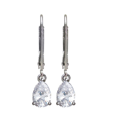 2 Ct Pear Simulated Diamond Lever Back Drop Earrings Solid 925 Sterling Silver