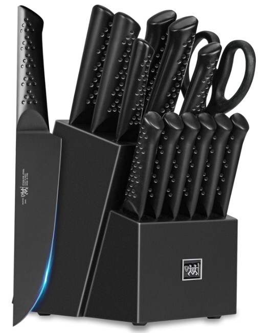 Knife Sets for Kitchen with Block, HUNTER.DUAL 15 Piece Knife Set with Built-in-image