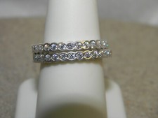 Two BS Sterling Silver CZ Eternity Band Stack Rings Size 8