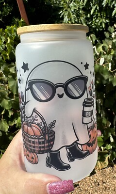 I Put The Boo In Boo Jie Ghost Frosted Can Glass Halloween