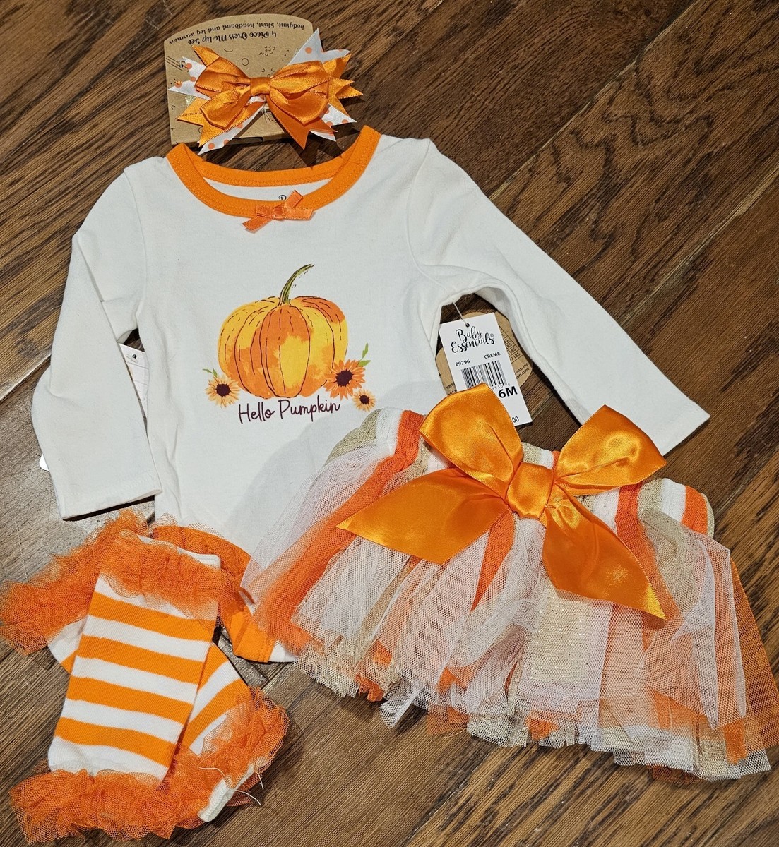 Baby Essentials Girl Sz 6 Mo HELLO PUMPKIN Bodysuit Leggings