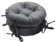 2 Pack Bar Stool Cushion Small Kids Chair Pad with Ties Round 12”x12”x2”Grey