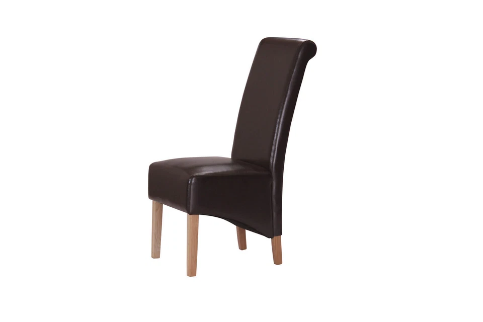 Black Leather Chairs Dining Kitchen Table Chairs Leather Chunky High Back x 2 - Image 1 of 1