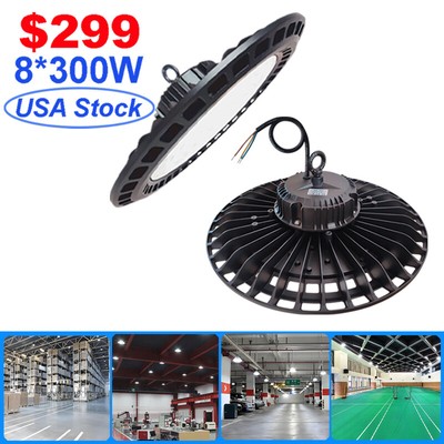 8 Pack 300W UFO Led High Bay Light Warehouse Factory Commercial Light Fixtures