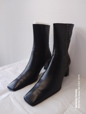 Audley fine leather ankle boots with square toe size 38 1/2, 5 1/2. Black