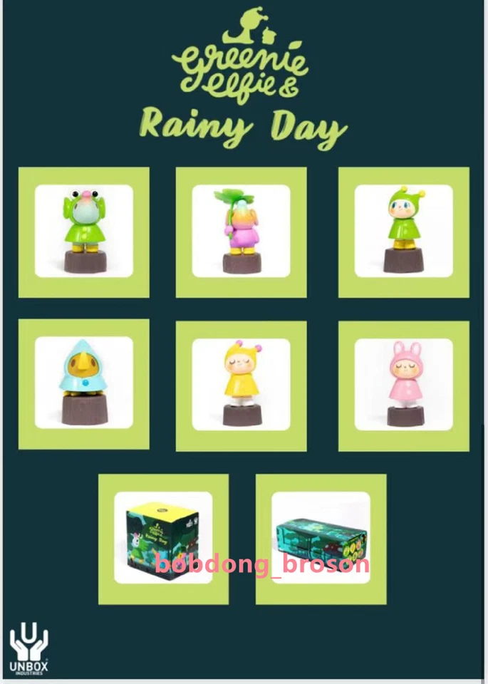 Unbox Rainy Day Greenie Elfie VINILO Juego de Caja Ciega (6 Piezas) H7CM Figura SOFUBI Foto 4 de 4