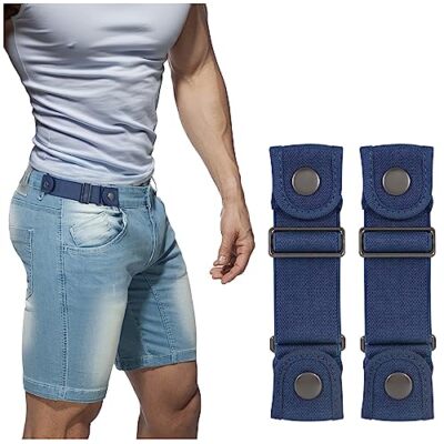 2 Pack No Buckle Belts for Men Women Side Elastic Belt Fits  display picture 2