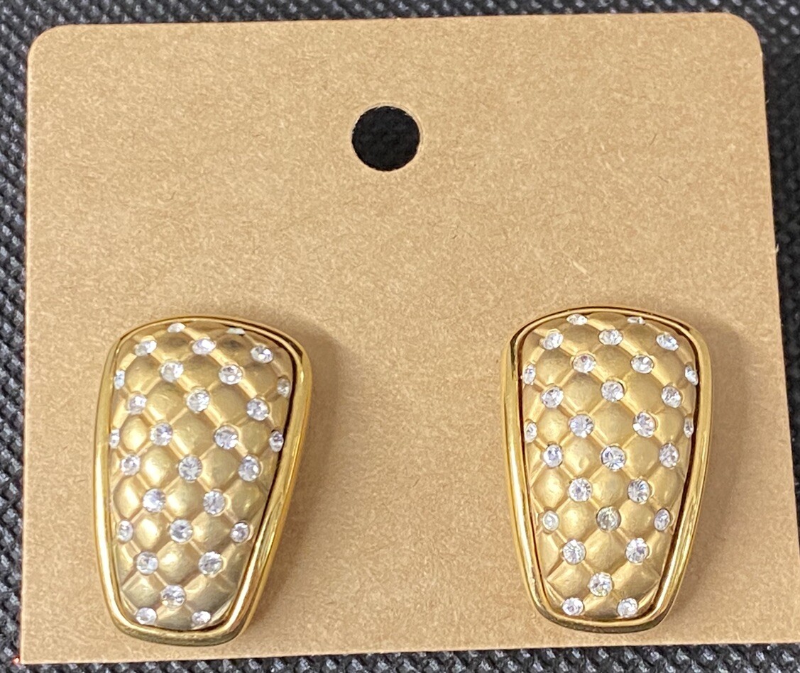 Swarovski Signed Basket Weave Rectangular Dome Cr… - image 1