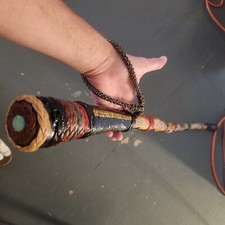 Handmade 55" Wooden Walking Stick w/ Custom Knotwork  Compass
