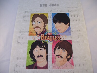Frameable Sheet Music HEY JUDE The Beatles John Ringo Paul George 8.5 x 11