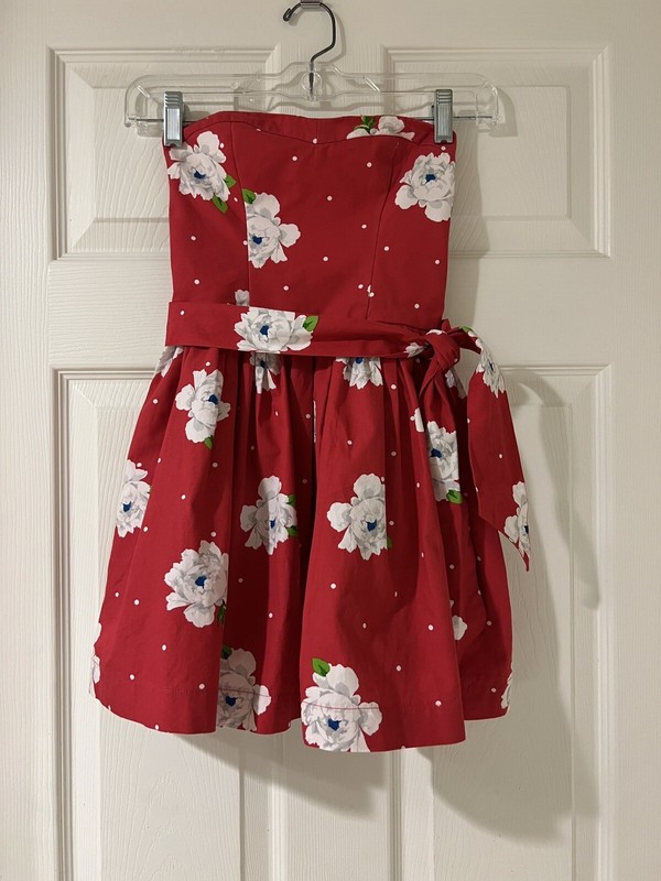 Abercrombie Kids Floral Strapless Dress Red/White Girl Size M