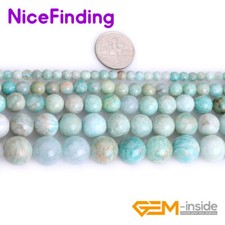 African Blue Amazonite Natural Gemstone Round Loose Beads Jewelry Making 15''
