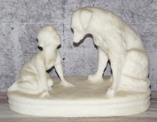 Vintage Can’t You Talk Girl Dog Salt Stone Figurine Basalt Glaze 4.5" Statue B44