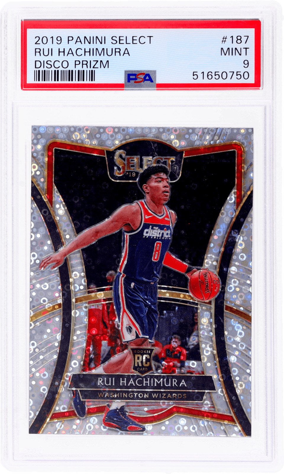 2019 Panini Select Rui Hachimura Disco Prizm #187 PSA 9 Rookie RC