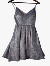 Sparkle Glitter Dress Fit & Flare Metallic Spaghetti Straps Sz S 1 City Studio