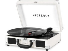 Vintage 3-Speed Bluetooth Portable Suitcase Record Player with Built-In Speakers