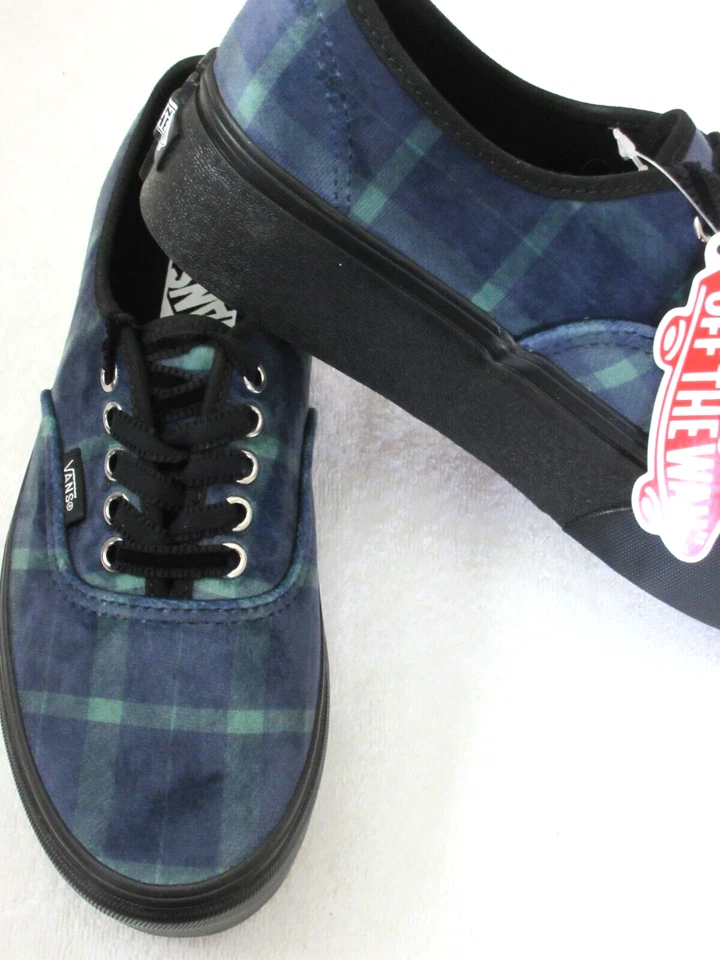 Zapatos de plataforma Vans para mujer auténticos de terciopelo apilado a cuadros verde negro talla 9,5 Foto 4 de 4