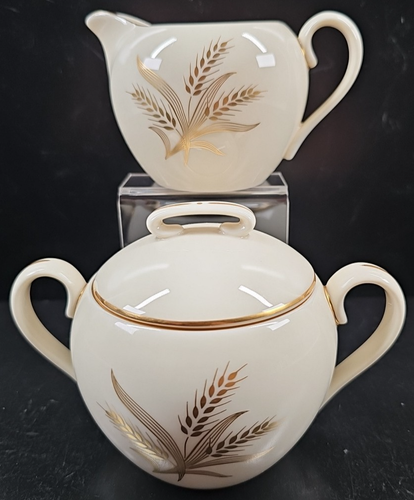 3 Pc Lenox Wheat Cream Sugar Lid Set Vintage Elegant Floral Gold Serving USA Lot - Picture 4 of 24