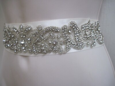 David Bridal Wedding Dress Sash Belt Crystal Rhinestones Waist