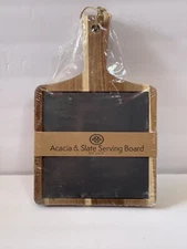 CHARCUTERI WOOD & SLATE SERVING BOARD CHEESE BOARD APPTEIZER SERVER NEW SEALED