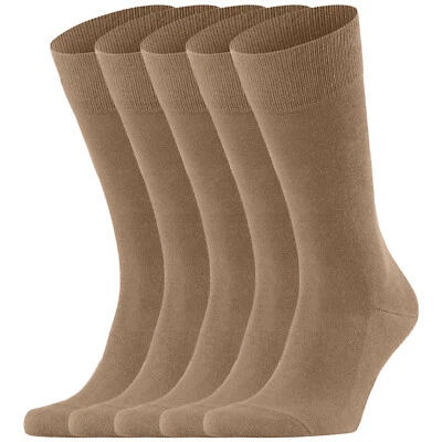 Dafi soft 5 Pairs Mens Cotton Socks, Beige. Size M L XL, Made in Turkey