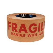 12 Rolls Self-Adhesive Fragile Printed Kraft Gummed Tape 2.83" x 180' 6.3 Mil