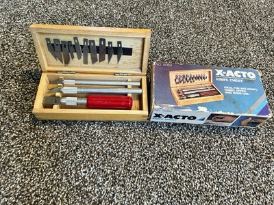 Vintage X-Acto No. 5082 Basic Knife Chest Craft Set w/ Original Box & Wood Case