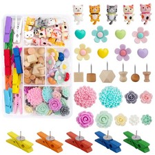 72PCS Push Pins Cute Cat Thumb Tacks Decorative Wood Pin Assorted-2
