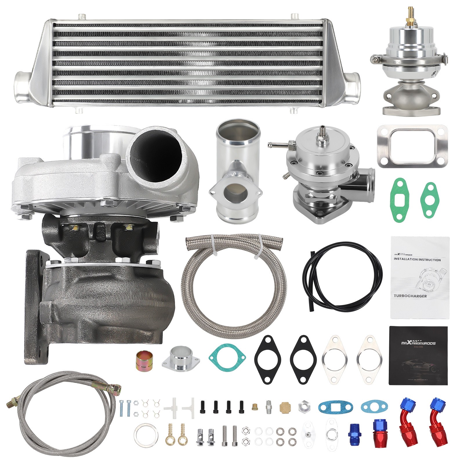 T3 T4 T04E Universal Turbocharger +Wastegate+Intercooler+Wastegate for 1.5-3.0L