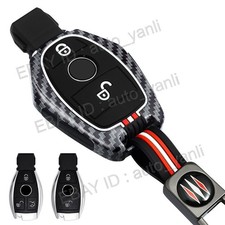 Carbon Fiber Look Key Cover Case Metal For Mercedes A B C E S G M Gla Glc Class