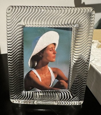 Mikasa Clear Glass Ribbed Rectangular Picture Frame. 4  × 2.75  In Original Box