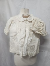 Antique Victorian Baby Jacket  Cap Girl Silk Daity Embroidered Collar Lined