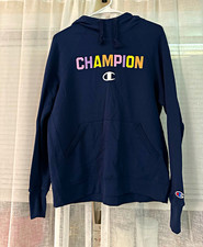 Champion Authentic Athleticwear Women s Blue Pullover Hoodie Logo Pockets M