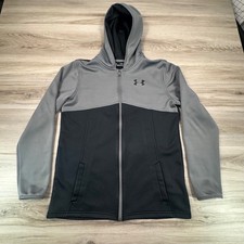 Under Armour Boys ColdGear Full Zip Hoodie Gray Black Youth XL