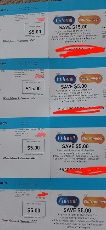 $60 VALOR Enfamil Bebé Infantil Fórmula Cheques Cupones NUTRAMIGEN SENSIBLE 4/2026 Foto 3 de 3