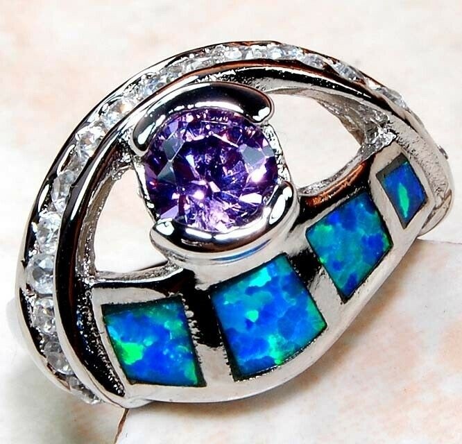 1CT Amethyst 925 Solid Sterling Silver Ring Sz 9 AB4