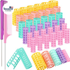 36 Pieces Plastic Hair Roller 5 Sizes Curlers Self Grip No Heat Rollers with 2 P