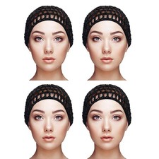 4 Pieces Mesh Crochet Hair Net Rayon Knit Snood Hat Thick Short Hairnet Snood...