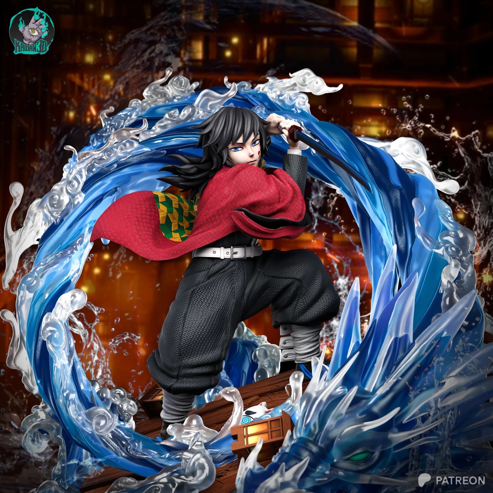 Tomioka Kimetsu no yaiba - 37 cm -UNPAINTED Resin Figure - 3D Printed - Fan Art