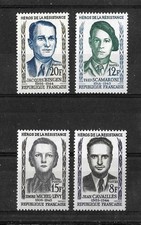 Timbres Neuf : Série n° 1157 à 1160 - Héros de la Résistance (II) - 1958 Neuf**