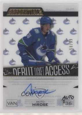 2023-24 Upper Deck Credentials 58/99 Akito Hirose #DTA-AH Rookie Auto RC 1e7g
