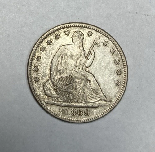1869 Seated Liberty Half Dollar Choice XF+ Lower Mintage
