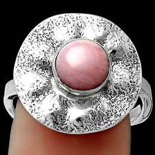 Natural Pink Opal - Australia 925 Sterling Silver Ring s.8 Jewelry R-1531