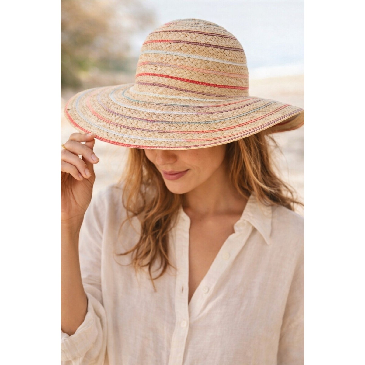 Women Foldable Summer Wide Brim Packable Hat Travel Straw Fedora Hat Rainbow-1 Spencer Summer Sun Hat for Men and Women Wide Brim Sun  main image 3