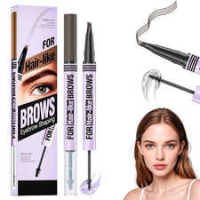 2 Pcs 2 in 1 Eyebrow Pen, Microblading Eyebrow Pencil with 4 Fork Tip Fine Bru