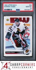 1992 UPPER DECK #92 DOMINIK HASEK BLACKHAWKS HOF PSA 10