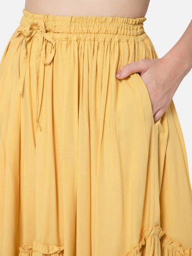 Women's Renaissance Pirate Peasant Medieval LARP High-Low Maxi Skirt with Pocket - Picture 18 of 33