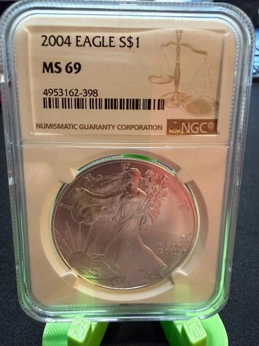 2004 American Silver Eagle $1 NGC MS69 1 oz .999 Silver Cert
