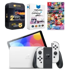 Nintendo Switch White OLED Console + Mario Kart 8 Deluxe Bundle