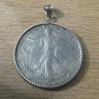 1993  $1 American Silver Eagle 1 oz Coin with Sterling Silver Bezel estate find